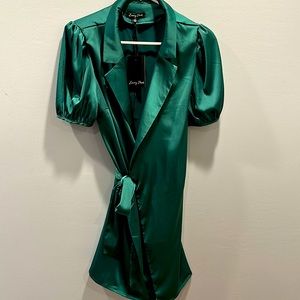 NWT Emerald green mini wrap dress